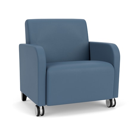 Lesro Siena Lounge Reception Wide Guest Chair with Front Casters, Black Wood Back Legs, MD Titan Upholstery SN1201